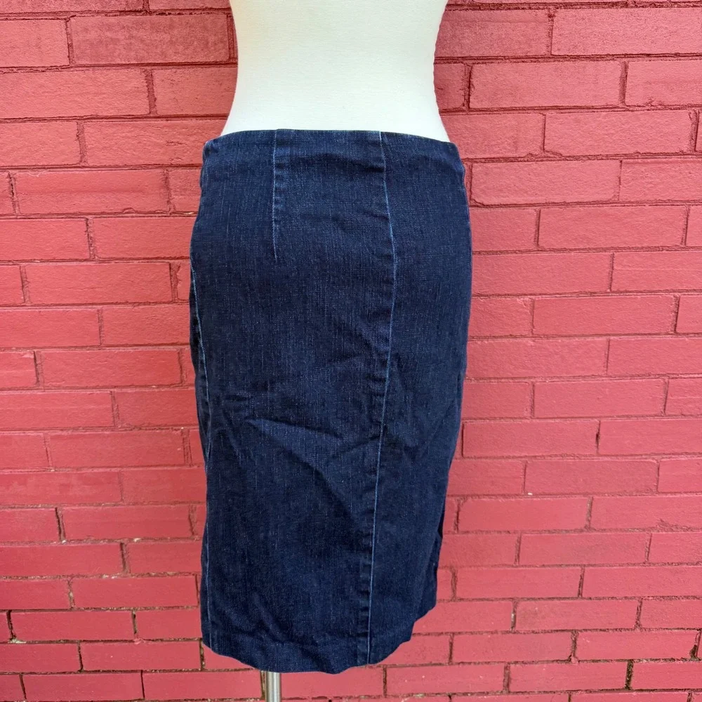 Lauren Ralph Lauren Womens Denim Pencil Skirt Zip Front Size 4 Dark Wash‎